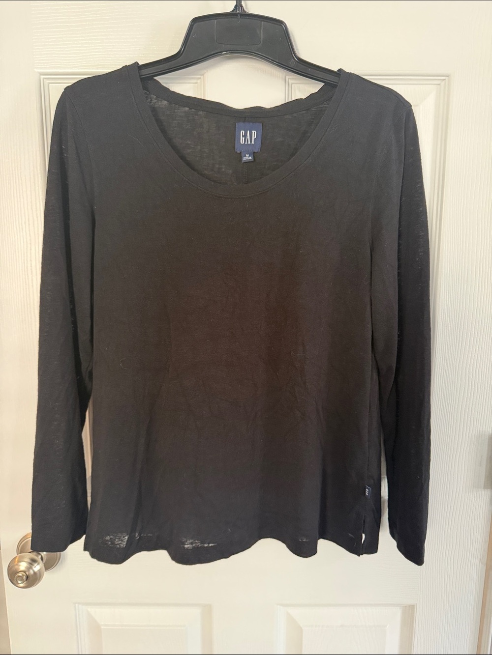 GAP Black Long Sleeve Scoop Neck Tee